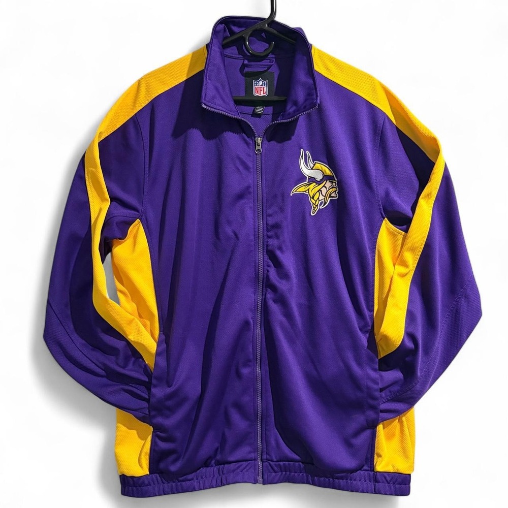 NFL Minnesota Vikings Track Jacket Mens Large Purple Yellow Full Zip G-III